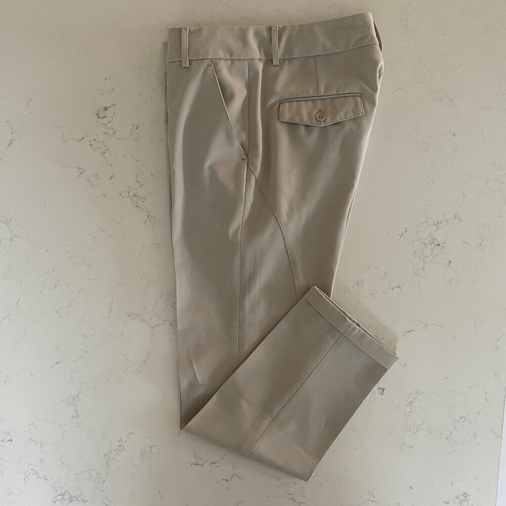 Sandra Angelozzi Tailored Neutral Poly Blend Cuffed Pants Cream/Lt. Tan Sz 36
